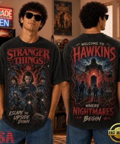 Stranger Things Welcome To Hawkins Escape The Upside Down 3D Shirt, Trending Music 3D Tee Stranger Things Welcome TO Hawkins Escape The Upside Down 3D Shirt