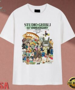 Studio Ghibli 40th Anniversary 1985 2025 Hayao Miyazaki Characters Graphic T Shirt, Music 2D Graphic Tee Studio Ghibli 40th Anniversary 1985 2025 Hayao Miyazaki Characters Graphic T Shirt