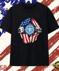 Tennessee Titans American flag ripped chest T Shirt , Trendy 2D Print Shirt Tennessee Titans American Flag Ripped Chest T Shirt
