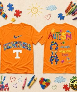 Tennessee Volunteers NCAA Autism Awareness Puzzle Ribbon T Shirt , NCAA 3D Graphic Tee Tennessee Volunteers Ncaa Autism Awareness Puzzle Ribbon T Shirt