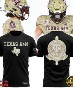 Texas A&M Aggies Honor & Support Camo Logo Black T Shirt , Viral 3D Graphic Tee Texas A M Aggies Honor Support Camo Logo Black T Shirt