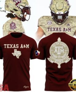 Texas A&M Aggies Honor & Support Camo Logo Red T Shirt , Viral 3D Graphic Tee Texas A M Aggies Honor Support Camo Logo Red T Shirt