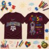 Texas A&M Aggies NCAA Autism Awareness Puzzle Ribbon T Shirt , NCAA 3D Graphic Tee Texas A M Aggies Ncaa Autism Awareness Puzzle Ribbon T Shirt