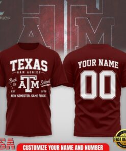 Texas A&M Aggies NCAA Campus Pride Back to School 2026 Personalized 3D Shirt , NCAA 3D Graphic Tee Texas A M Aggies Ncaa Campus Pride Back TO School 2026 Personalized 3D Shirt