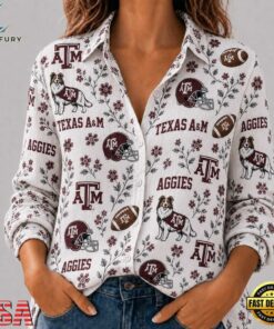 Texas A&M Aggies NCAA College Spirit Blossoms Women Casual Shirt, Trendy NCAA Women Shirt Texas A M Aggies Ncaa College Spirit Blossoms Women Casual Shirt