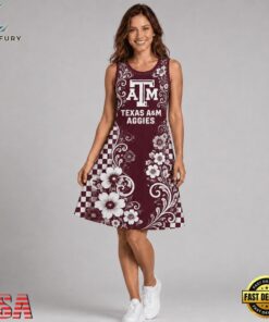 Texas A&M Aggies NCAA Sporty Floral Elegance Women’s Sleeveless Dress, NCAA Women Summer Dress Texas A M Aggies Ncaa Sporty Floral Elegance Women S Sleeveless Dress