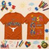 Texas Longhorns NCAA Autism Awareness Puzzle Ribbon T Shirt , NCAA 3D Graphic Tee Texas Longhorns Ncaa Autism Awareness Puzzle Ribbon T Shirt