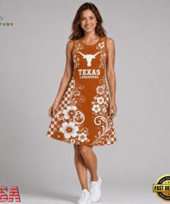 Texas Longhorns NCAA Sporty Floral Elegance Women’s Sleeveless Dress, NCAA Women Summer Dress Texas Longhorns Ncaa Sporty Floral Elegance Women S Sleeveless Dress