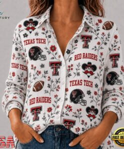 Texas Tech Red Raiders NCAA College Spirit Blossoms Women Casual Shirt, Trendy NCAA Women Shirt Texas Tech Red Raiders Ncaa College Spirit Blossoms Women Casual Shirt