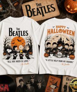 The Beatles x Snoopy Peanuts Happy Halloween All You Need Is Love 3D Shirt , Music Design T Shirt The Beatles X Snoopy Peanuts Happy Halloween All You Need IS Love 3D Shirt