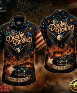 The Doobie Brothers American Eagle Hawaiian Shirt , Music Fan Hawaiian Shirt The Doobie Brothers American Eagle Hawaiian Shirt