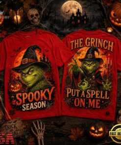 The Grinch Witch Hat Orange Moon Halloween Spooky Season 3D Shirt , Music Fans Shirt The Grinch Witch Hat Orange Moon Halloween Spooky Season 3D Shirt