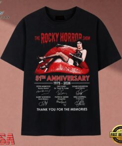 The Rocky Horror Show 51st Anniversary 1975 2026 Signatures T Shirt, Music 2D Graphic Tee The Rocky Horror Show 51st Anniversary 1975 2026 Signatures T Shirt