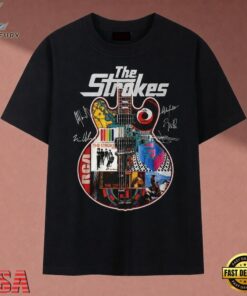 The Strokes Band Guitar Album Art Collage Vintage Graphic T Shirt, Music 2D Graphic Tee The Strokes Band Guitar Album Art Collage Vintage Graphic T Shirt
