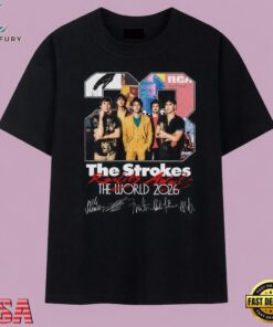 The Strokes Reality Awaits The World 2026 Tour Signatures T Shirt, Music 2D Graphic Tee The Strokes Reality Awaits The World 2026 Tour Signatures T Shirt