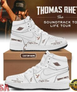 Thomas Rhett The Soundtrack to Life Tour 2026 Signature White Air Jordan 1 Hightop Shoes , Music AJ1 Sneakers Thomas Rhett The Soundtrack TO Life Tour 2026 Signature White Air Jordan 1 Hightop Shoes