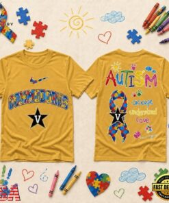 Vanderbilt Commodores NCAA Autism Awareness Puzzle Ribbon T Shirt , NCAA 3D Graphic Tee Vanderbilt Commodores Ncaa Autism Awareness Puzzle Ribbon T Shirt