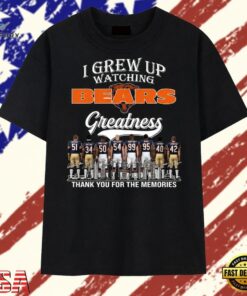 Vintage Chicago Bears I Grew Up Watching Greatness Signatures T Shirt, Trendy 2D Print Shirt Vintage Chicago Bears I Grew UP Watching Greatness Signatures T Shirt