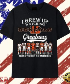 Vintage Cincinnati Bengals I Grew Up Watching Greatness Signatures T Shirt, Trendy 2D Print Shirt Vintage Cincinnati Bengals I Grew UP Watching Greatness Signatures T Shirt