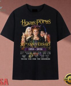 Vintage Hocus Pocus 33rd Anniversary 1993 2026 Signatures T Shirt, Music 2D Graphic Tee Vintage Hocus Pocus 33rd Anniversary 1993 2026 Signatures T Shirt