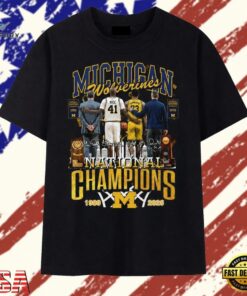 Vintage Michigan Wolverines National Champions Signatures Basketball T Shirt , Trendy 2D Print Shirt Vintage Michigan Wolverines National Champions Signatures Basketball T Shirt