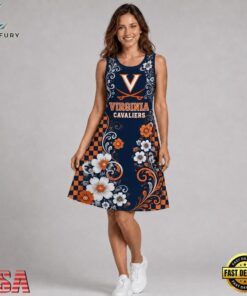 Virginia Cavaliers NCAA Sporty Floral Elegance Women’s Sleeveless Dress, NCAA Women Summer Dress Virginia Cavaliers Ncaa Sporty Floral Elegance Women S Sleeveless Dress