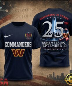 Washington Commanders NFL Honoring 25 Years Remembering September 11 T Shirt, Sports Fans 3D Shirt Washington Commanders Nfl Honoring 25 Years Remembering September 11 T Shirt