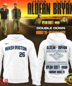 Washington Nationals x Jason Aldean And Luke Bryan 2026 Limited Edition White Hoodie, Trending Music 3D Tee Washington Nationals X Jason Aldean And Luke Bryan 2026 Limited Edition White Hoodie