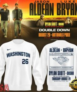 Washington Nationals x Jason Aldean And Luke Bryan 2026 Limited Edition White Sweatshirt, Trending Music 3D Tee Washington Nationals X Jason Aldean And Luke Bryan 2026 Limited Edition White Sweatshirt