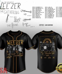 Weezer Merch The Gathering 2026 North America Tour Black Baseball Jersey , Music Artist Baseball Jersey Weezer Merch The Gathering 2026 North America Tour Black Baseball Jersey