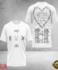 Weezer Merch The Gathering Tour Dates 3D Shirt , Music Fans Shirt Weezer Merch The Gathering Tour Dates 3D Shirt