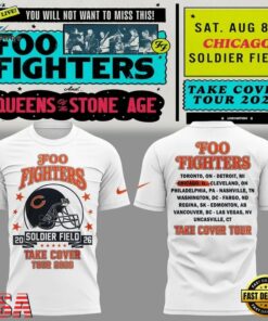 White Shirt Foo Fighters x Chicago Bears, Take Cover Tour 2026 T Shirt , Music Design T Shirt White Shirt Foo Fighters X Chicago Bears Take Cover Tour 2026 T Shirt