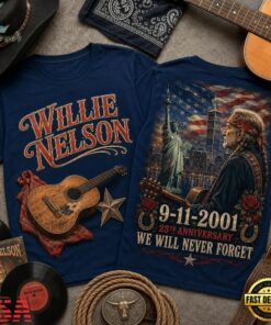 Willie Nelson 911 Memorial 25th Anniversary 3D Shirt , Trending Music 3D Tee Willie Nelson 911 Memorial 25th Anniversary 3D Shirt