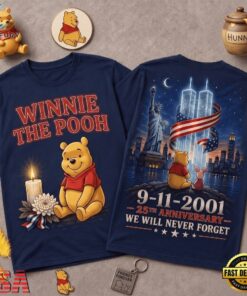 Winnie The Pooh 911 Memorial 25th Anniversary 3D Shirt , Trending Music 3D Tee Winnie The Pooh 911 Memorial 25th Anniversary 3D Shirt