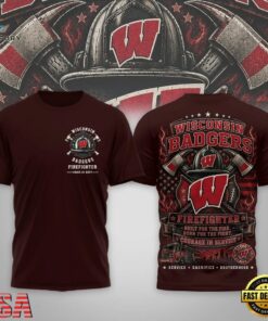 Wisconsin Badgers 2026 NCAA Firefighter Built for the Fire 3D Shirt , NCAA 3D Graphic Tee Wisconsin Badgers 2026 Ncaa Firefighter Built For The Fire 3D Shirt