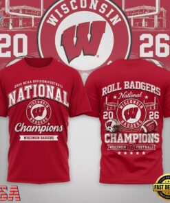 Wisconsin Badgers NCAA Road to Glory 2026 Football Champions 3D Shirt , NCAA 3D Graphic Tee Wisconsin Badgers Ncaa Road TO Glory 2026 Football Champions 3D Shirt