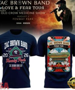Zac Brown Band x Boston Red Sox Fenway Park Love & Fear Tour 2026 Navy T Shirt , Music Fans Shirt Zac Brown Band X Boston Red Sox Fenway Park Love Fear Tour 2026 Navy T Shirt