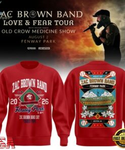 Zac Brown Band x Boston Red Sox Fenway Park Love & Fear Tour 2026 Red Sweatshirt , Music Fans Shirt Zac Brown Band X Boston Red Sox Fenway Park Love Fear Tour 2026 Red Sweatshirt