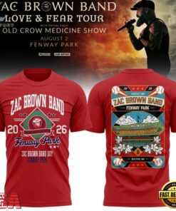 Zac Brown Band x Boston Red Sox Fenway Park Love & Fear Tour 2026 Red T Shirt , Music Fans Shirt Zac Brown Band X Boston Red Sox Fenway Park Love Fear Tour 2026 Red T Shirt