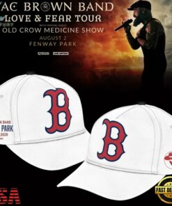 Zac Brown Band x Boston Red Sox Fenway Park Love & Fear Tour 2026 White Cap , Music Lover Baseball Cap Zac Brown Band X Boston Red Sox Fenway Park Love Fear Tour 2026 White Cap