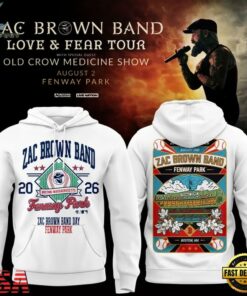 Zac Brown Band x Boston Red Sox Fenway Park Love & Fear Tour 2026 White Hoodie , Music Fans Shirt Zac Brown Band X Boston Red Sox Fenway Park Love Fear Tour 2026 White Hoodie