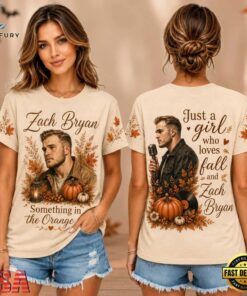 Zach Bryan Autumn Pumpkins Vintage Portrait Unisex 3D Shirt , Music Design T Shirt Zach Bryan Autumn Pumpkins Vintage Portrait Unisex 3D Shirt