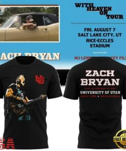 Zach Bryan x Utah Utes Football With Heaven On Tour 2026 3D Shirt , Music Design T Shirt Zach Bryan X Utah Utes Football With Heaven ON Tour 2026 3D Shirt