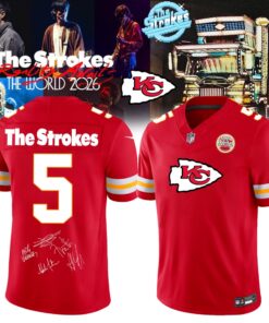 Kansas City Chiefs x The Strokes Reality Awaits World Tour 2026 Limited Edition Signature Football Jersey, Fashion Football Jersey Kansas City Chiefs X The Strokes Reality Awaits World Tour 2026 Limited Edition Signature Football Jersey