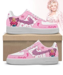 Dolly Parton Love Is Like a Butterfly Custom Air Force 1 Shoes, Pink Glitter Country Music Sneakers, Music Lover AF1 Shoes Dolly Parton Love IS Like A Butterfly Custom Air Force 1 Shoes Pink Glitter Country Music Sneakers