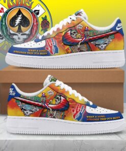 Grateful Dead What a Long Strange Trip Custom Air Force 1 Shoes, Steal Your Face Skeleton Sneakers, Music Lover AF1 Shoes Grateful Dead What A Long Strange Trip Custom Air Force 1 Shoes Steal Your Face Skeleton Sneakers