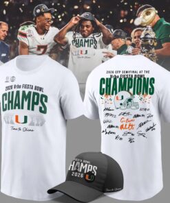 Miami Hurricanes College Football Playoff 2026 Fiesta Bowl Champions Locker Room Signature T Shirt, Viral 3D Graphic Tee Miami Hurricanes College Football Playoff 2026 Fiesta Bowl Champions Locker Room Signature T Shirt