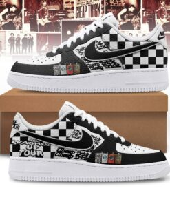 Cheap Trick All Washed Up Tour Black & White Checkerboard Rock Graphic Custom Air Force 1 Shoes, Music Lover AF1 Shoes Cheap Trick All Washed UP Tour Black White Checkerboard Rock Graphic Custom Air Force 1 Shoes