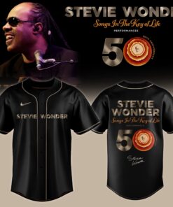 Stevie Wonder Songs in the Key of Life Performances 50th Anniversary Signed Black Baseball Jersey, Music Artist Baseball Jersey Stevie Wonder Songs IN The Key OF Life Performances 50th Anniversary Signed Black Baseball Jersey