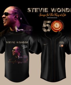Stevie Wonder Songs in the Key of Life Performances 50th Anniversary Graphic Black Baseball Jersey, Music Artist Baseball Jersey Stevie Wonder Songs IN The Key OF Life Performances 50th Anniversary Graphic Black Baseball Jersey